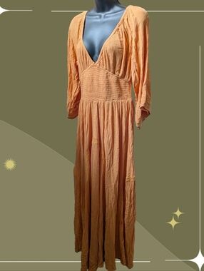 ✨ Nwt Free People Free Est Maxi Dress In Golden Earth Orange Size M